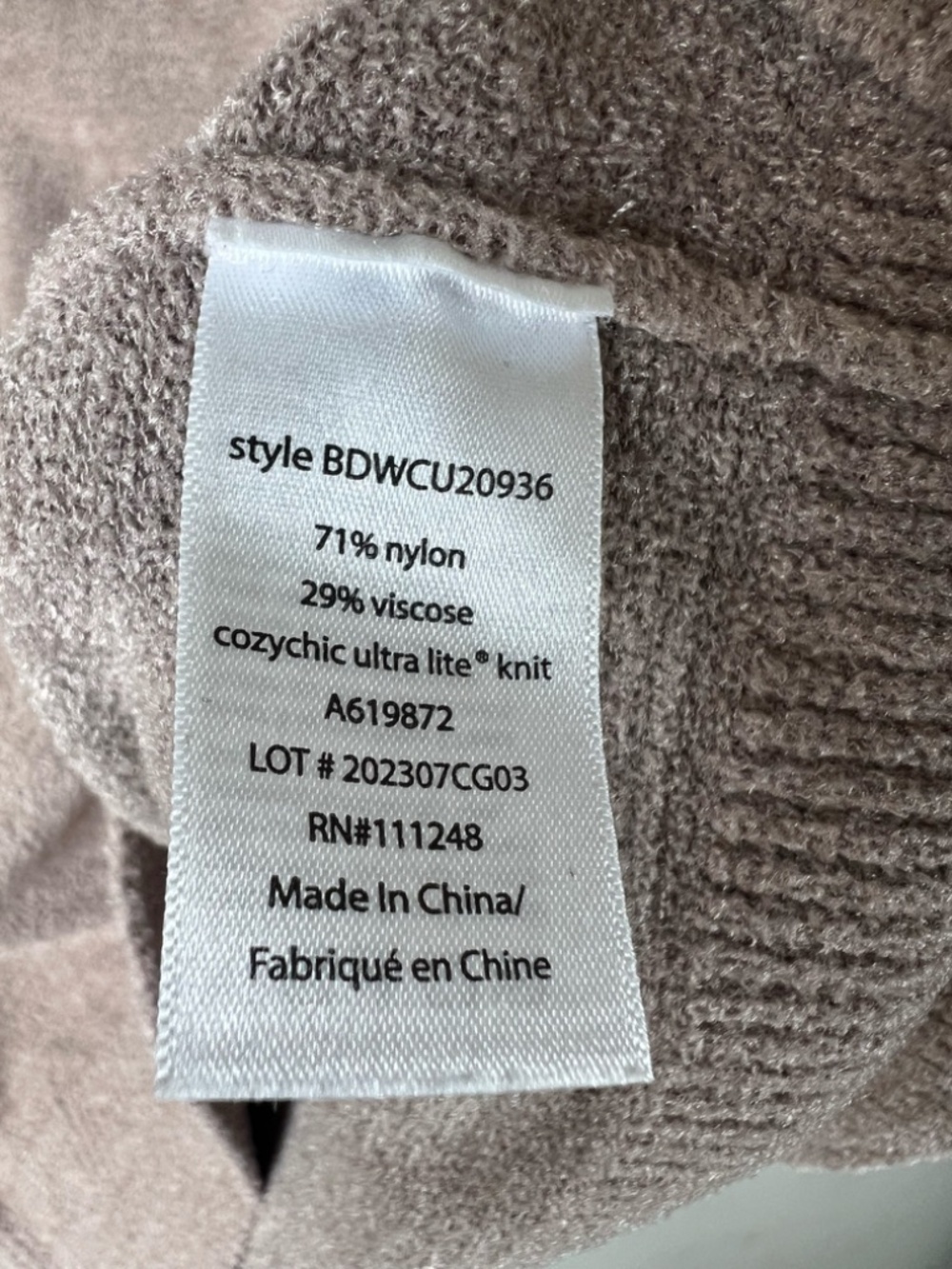 Barefoot Dreams CozyChic Ultra Lite V-Neck Shirt Sweater Beach Rock Tan Fall  XS - Picture 12 of 12